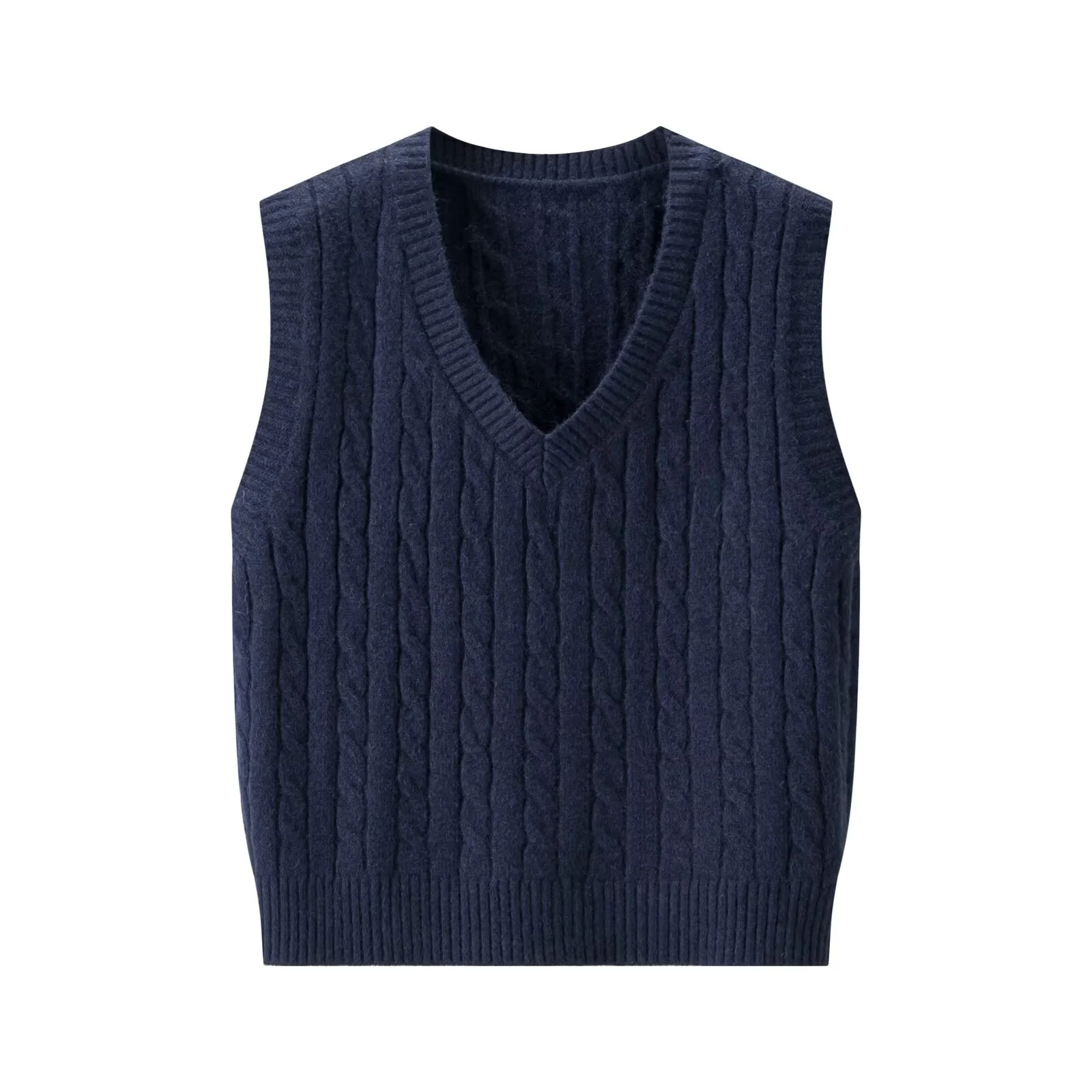 JNLEAOG Rompi Rajut Wanita Musim Gugur Model Kampus Kerah V Bordir Huruf Twist Faion Outerwear Serat Poliester