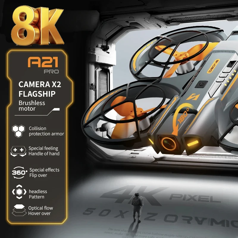 New A21pro Fully Enclosed Brushless Motor Intelligent Aerial Drone High-definition 8k Dual Camera Fpv Time Traveling Machine