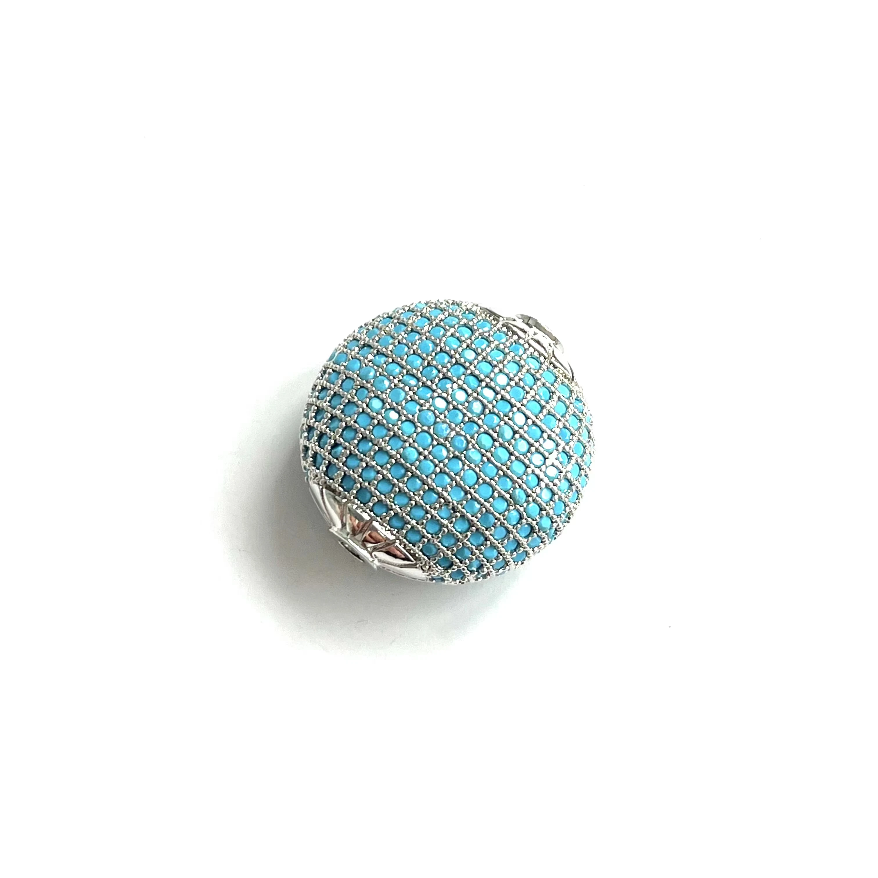 Turquoise Pave Ball 24mm Brass Spacer Bead  Plated For Custom Design Handmade Woman Bracelet Necklace Jewelry Accessory Findings