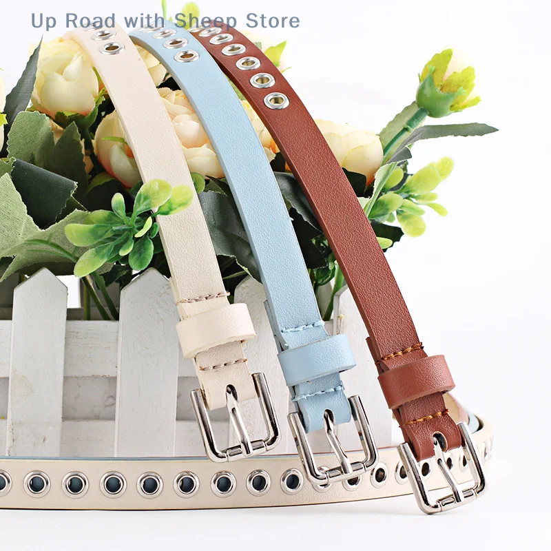 Women's Punk Style Leather Waist Belt: Cool Metal Buckle, Adjustable Double Eyelet Grommet Design - Ideal for Jeans and Dresses