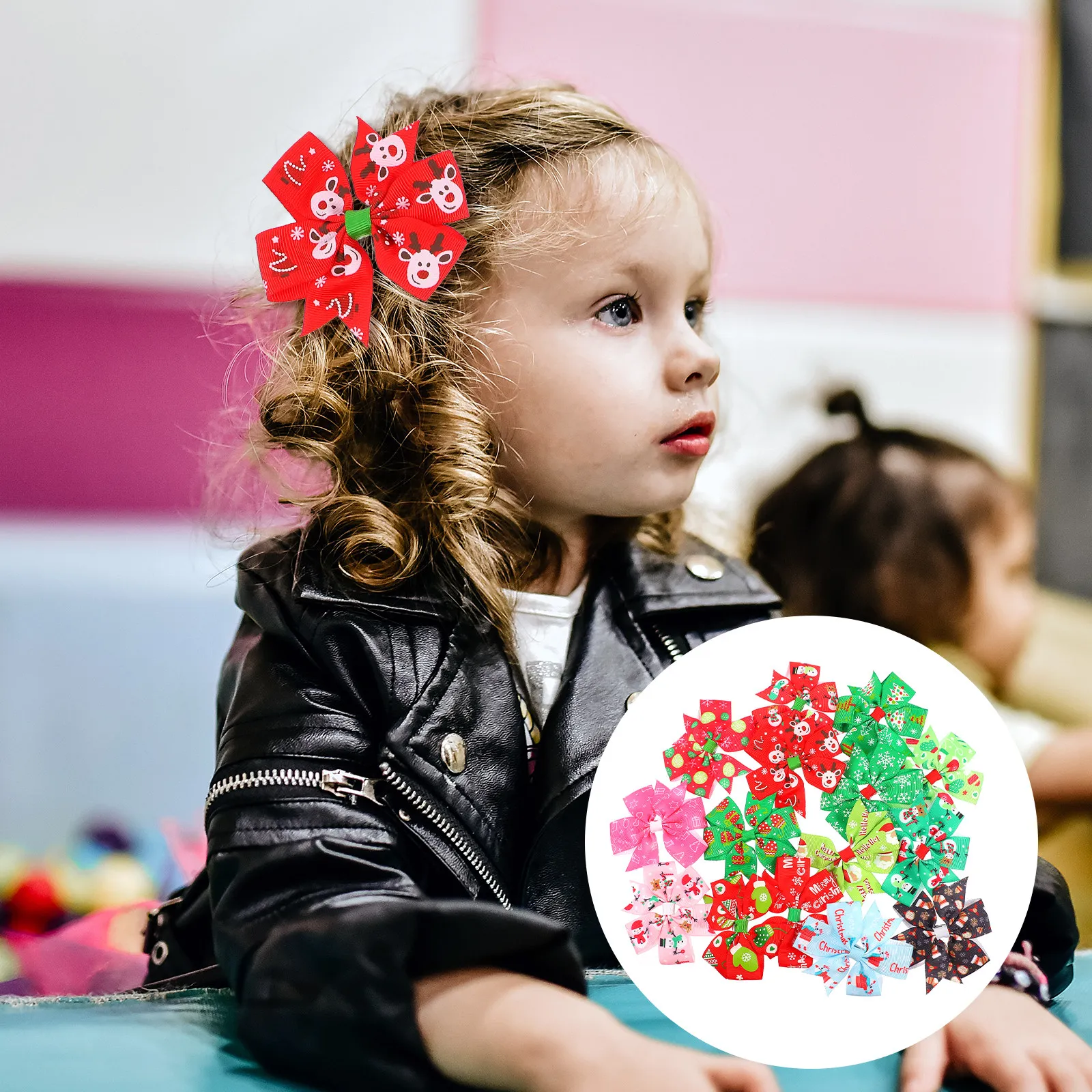 

15Pcs Kids Bow Knot Hair Clip Christmas Theme Hairpins Lovely Warm Tone Bowknot Design Smooth Safe Hair Accessories for Girls
