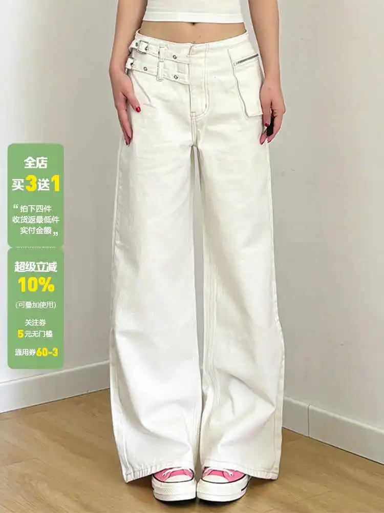 

Women's White Y2k Jeans Harajuku Japanese 2000s Style Oversize Denim Trousers 90s Vintage Baggy Jean Pants Trashy Clothes 2025