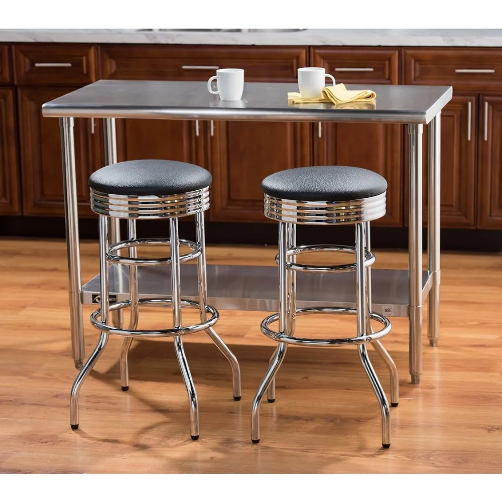 Heavy Duty Inch Swivel Bar Stool for Kitchen Counter, Garage, or Workshop, Faux Leather Seat with Metal Base,