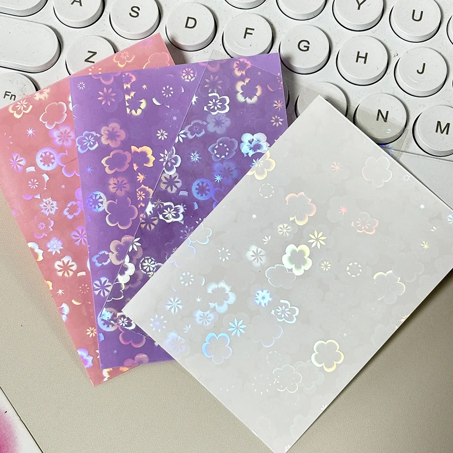 SKYSONIC 50pcs Kpop Card Sleeves 61x91mm Snowflake/Sakura Holder For Holo Postcards Top Load Film Photocard Game Cards Protector