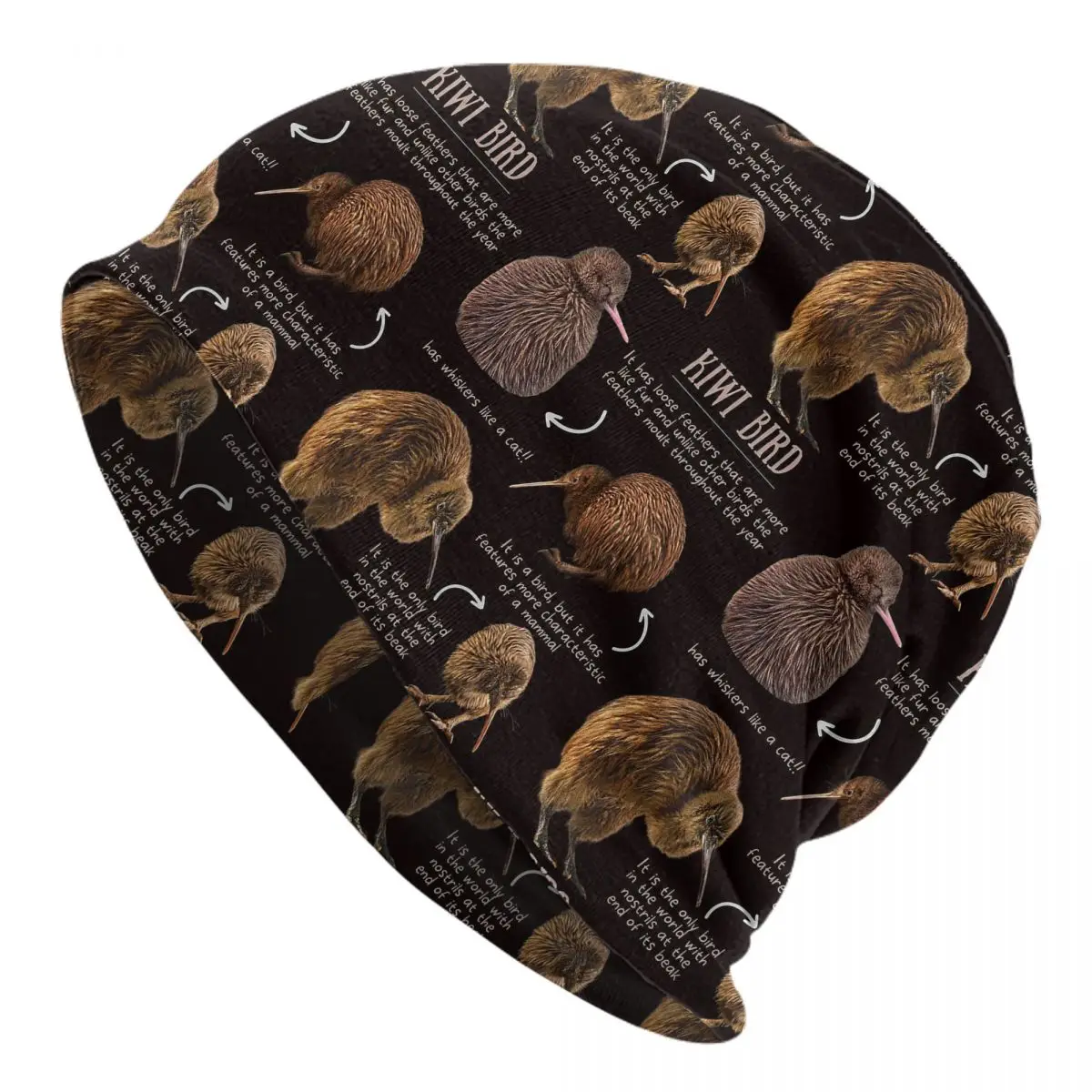 Kiwi Bird Fun Facts Men Women Adult Beanies Caps Knitted Bonnet Hat Warm Hip Hop Autumn Winter Outdoor Skullies Hats