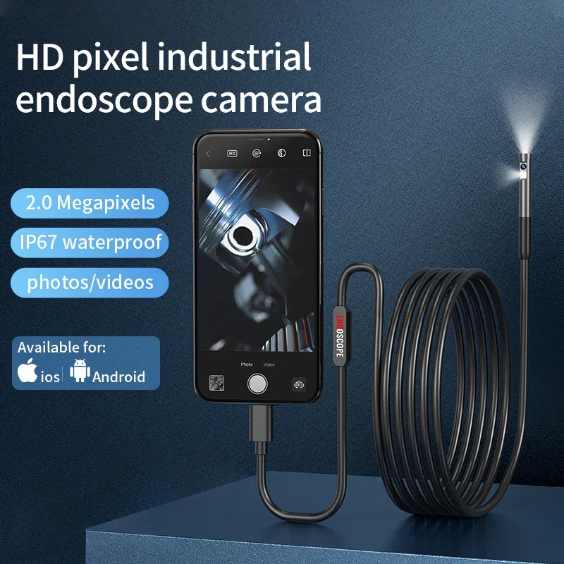 Endoscopio a testa singola e doppia da 8mm, fotocamera per endoscopio da 1m/3m, adatto per smartphone iPhone e IOS, strumento di ispezione delle