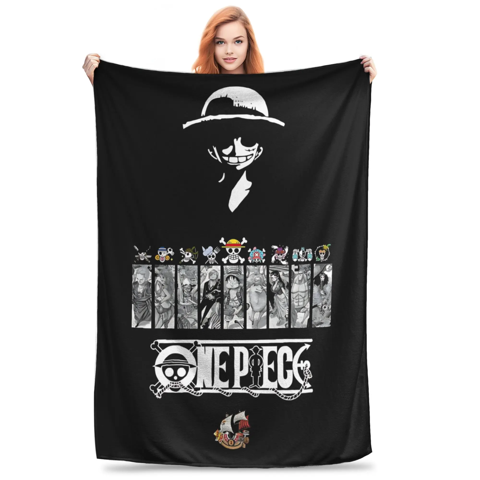 1PC One Piece Luffy  home room decorations Winter Blankets for Adults Bedding Home Interior Sofa Knee