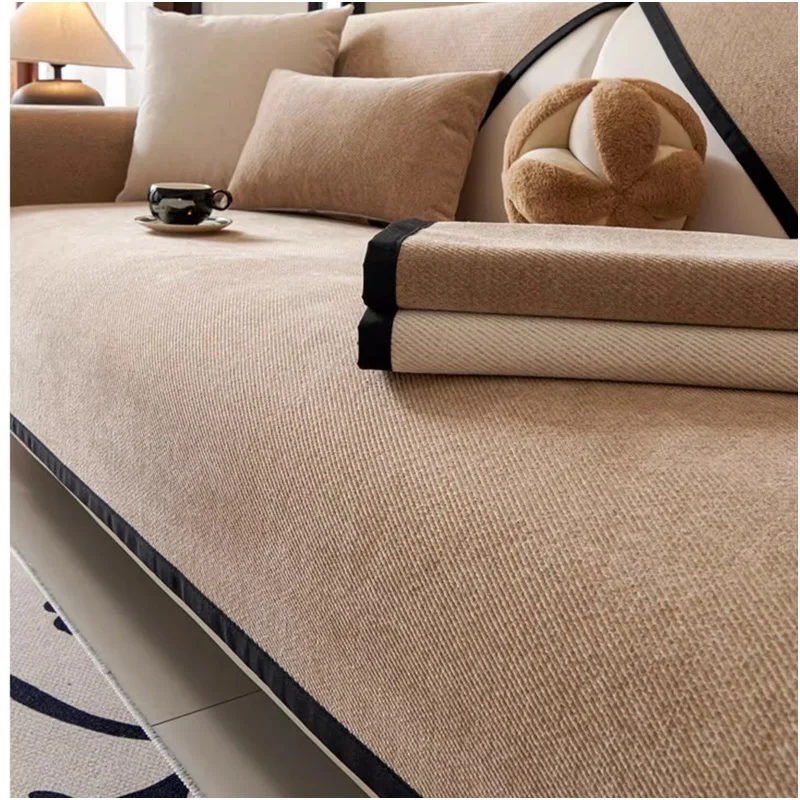 Copridivano in ciniglia tinta unita Divani antiscivolo Fodera per divano in asciugamano Fodera per divano angolare Protezione per mobili per soggiorno