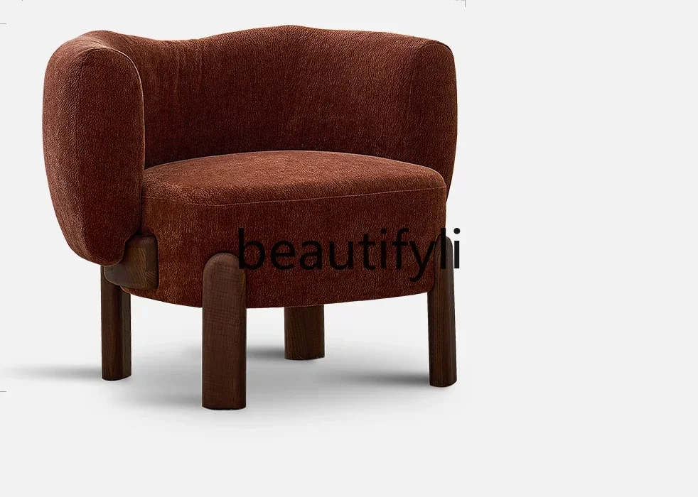 

French retro solid wood leisure chair single sofa antique single chair