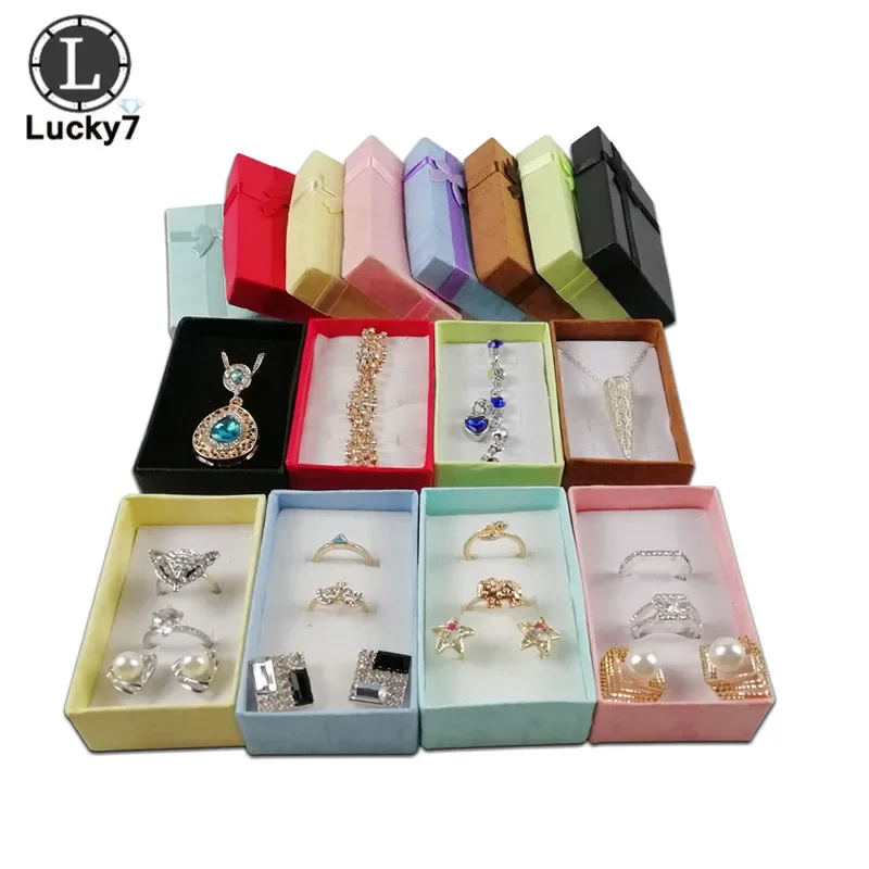 12pcs Paper Jewelry Box 5x8x2.5cm Jewelry Sets Display Box for Necklace Earrings Ring Packaging Shadow Box Jewelry Organizer