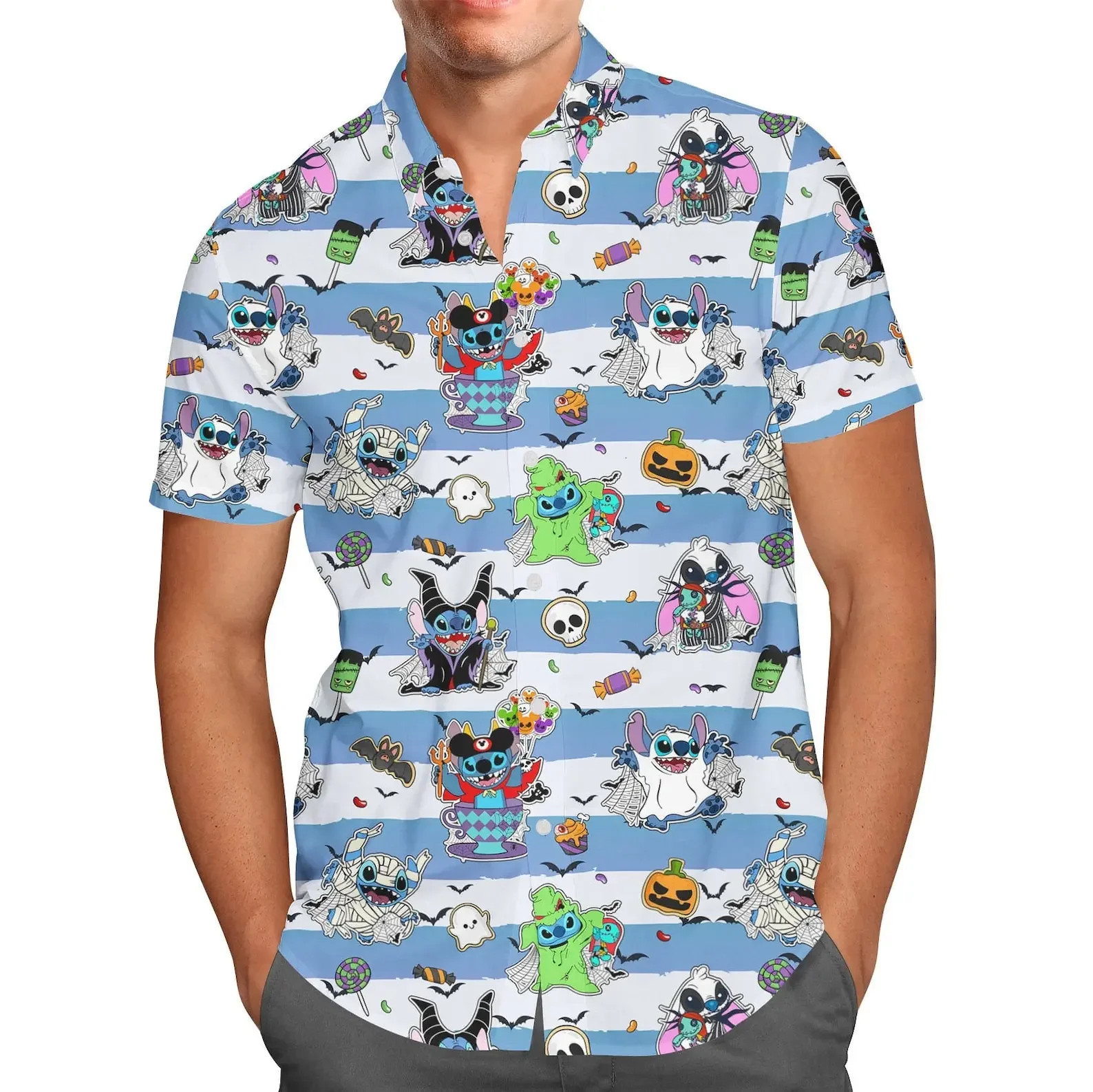 Disney Stitch camicie hawaiane natalizie camicia da spiaggia Casual da donna da uomo camicia hawaiana Disney camicia abbottonata a maniche corte per