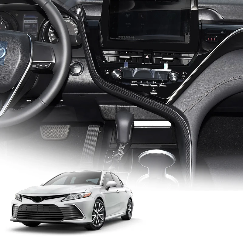 

For Toyota Camry 2018-2023 Real Dry Carbon Fiber Black Center Console S Trim Interior Decoration Modification Accessories