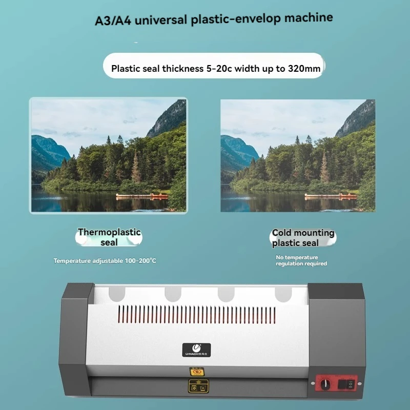 Foto Kantor A3 File Cangkang Besi Universal 6 Inci File Rumah Tangga Film Panas Komersial Otomatis Mesin Penyegel U-A320H