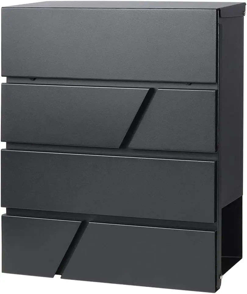 

Lockable Mailbox with Keys, Large Capacity Outdoor Wall Mounted, Black Finish, 14.3x4.1x13 Inches