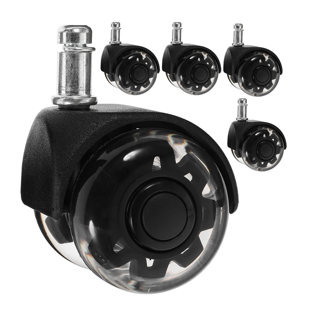 

5pcs Heavy Duty Caster Wheels Black Office Chair Replacement Casters Furniture Wheel Accessories 360Degree Swivel Silent Smooth