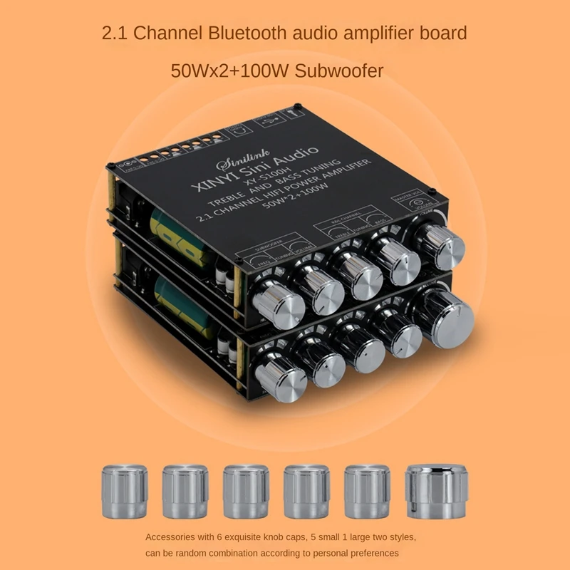 XY-S100H 2.1 Channel Bluetooth Amplifier Board TPA3116D2 50Wx2+100W High-Power Subwoofer BT5.0 Audio Module DC5-26V