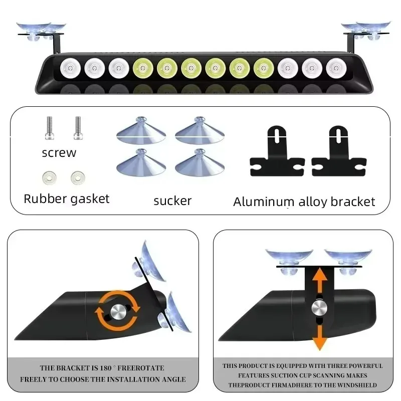 

Водонепроницаемый аварийный стробоскоп на лобовом стекле, прицеп, индикатор автомобиля для 1 шт., предупреждающий сигнал, маяк, 12 светодиодов, автомобильные стробоскопы, мигающие