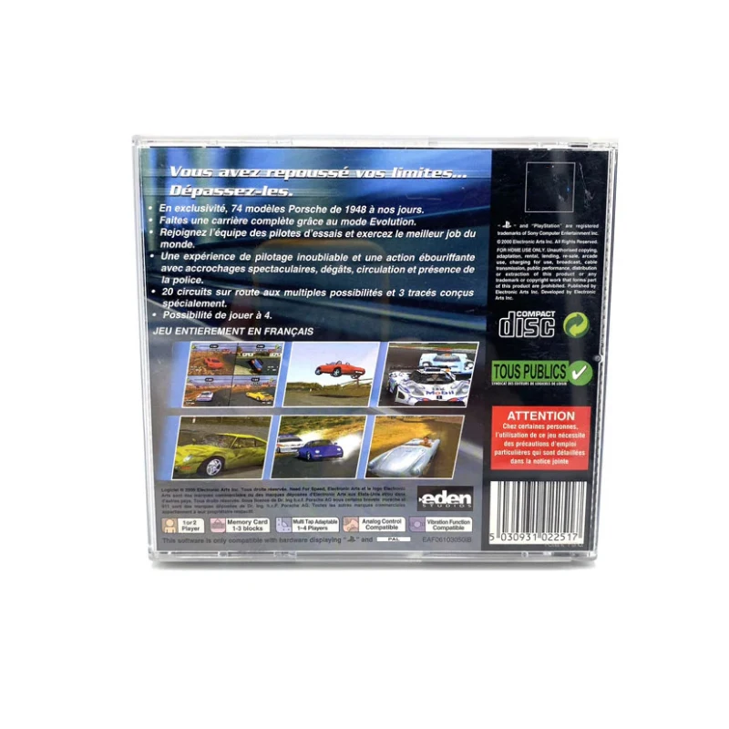 PS 1 Need for Speed Porsche 2000 Copia Disco Gioco Fondo Nero Sblocco Console Stazione 1 Driver Ottico Retro Videogioco Parte