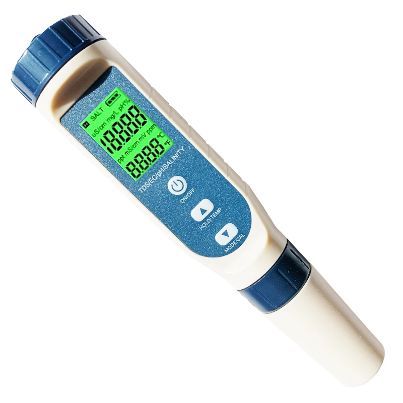 5 In 1 Water Quality Checker Pen Type Temperature Ph Tds Conductivity EC Salt Meter