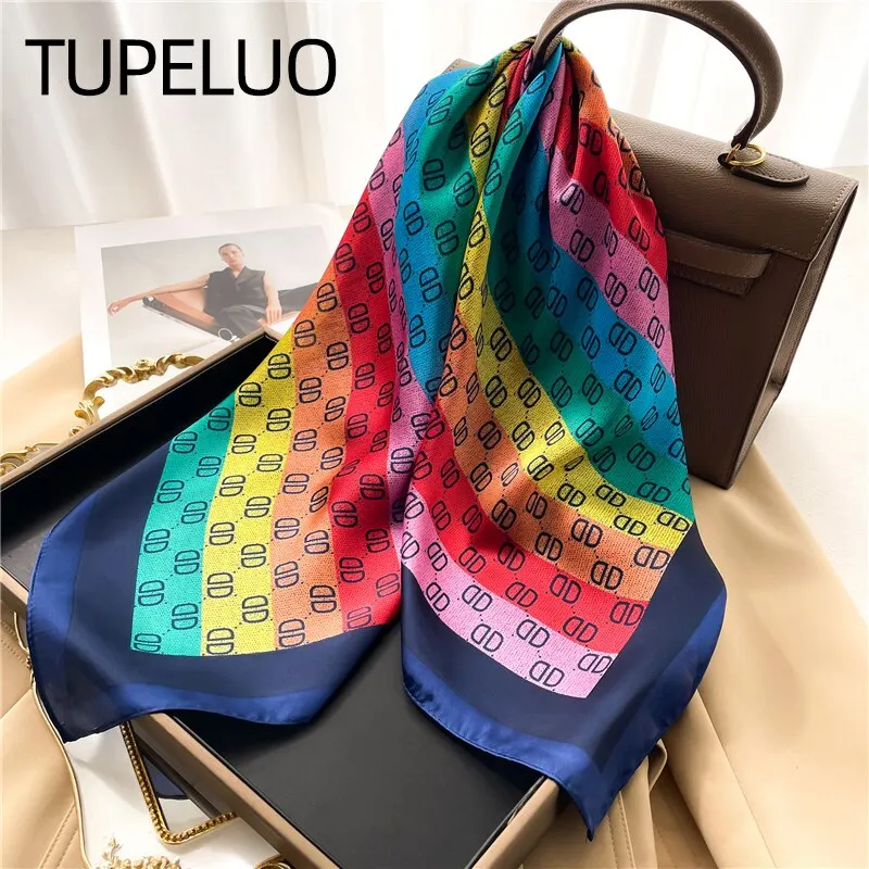 Luxury Satin Silk Square Scarf for Women Design Hair Ribbon Neckerchief Bandana Female Hijab Headband Wrist Wraps Shawl