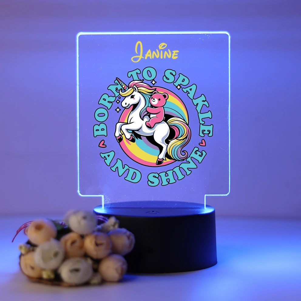 Personalized Custom Unicorn Cute  3D Led Night Light Valentine'S Day Bedside Lamp Indoor Lighting Gifts