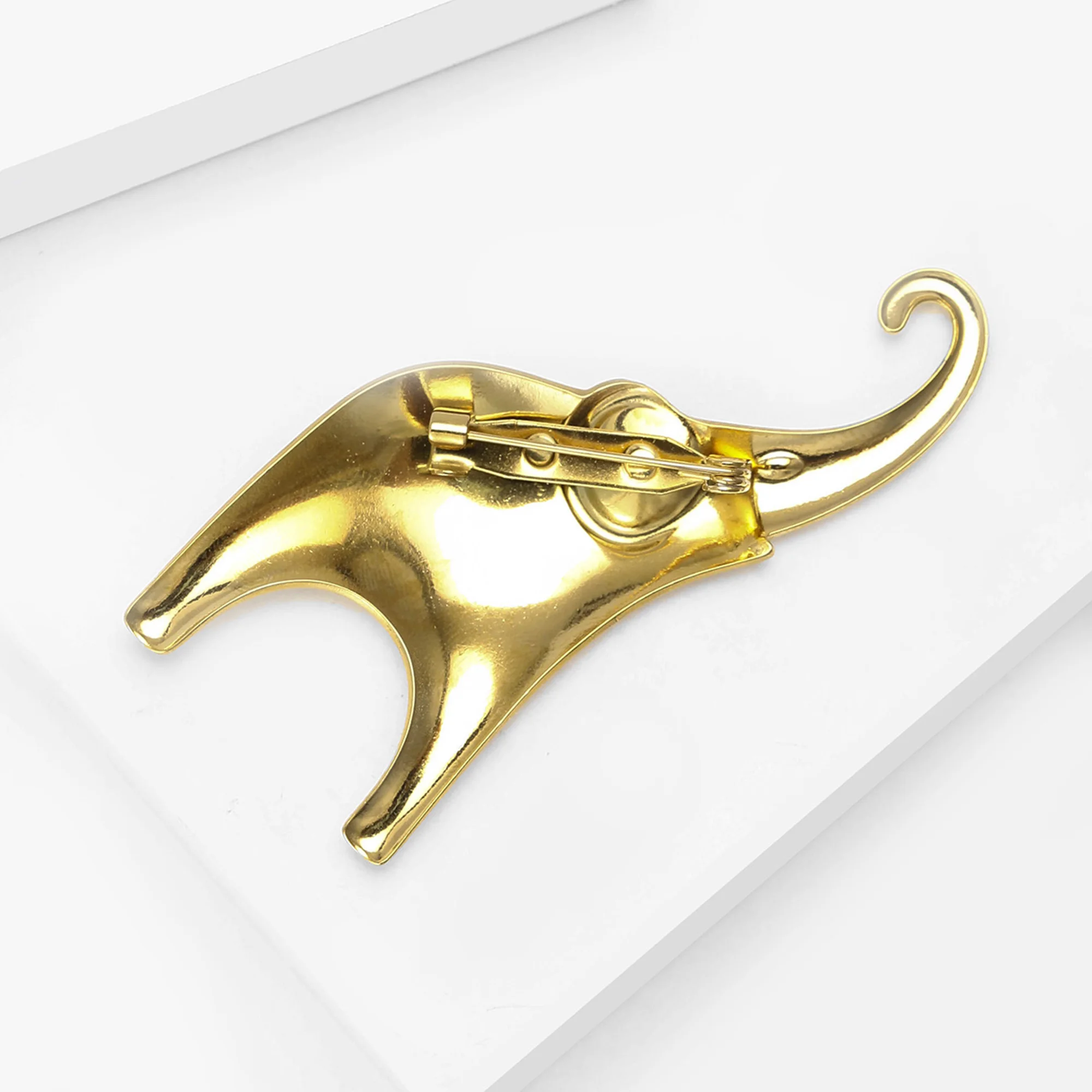 Klassische Elefanten-Brosche aus Edelstahl für Damen und Herren, Tier-Anstecknadeln, Geschenke für Freunde, Events, Partys, neue Schmuck-Accessoires – Detail 4