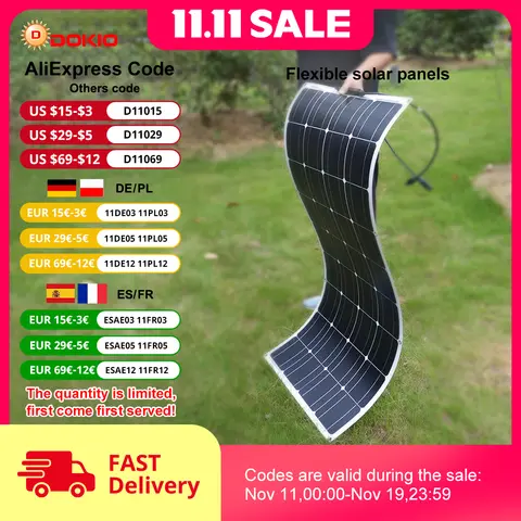 Flexible 12V 100W Solar Panel with USB Charger DOKIO