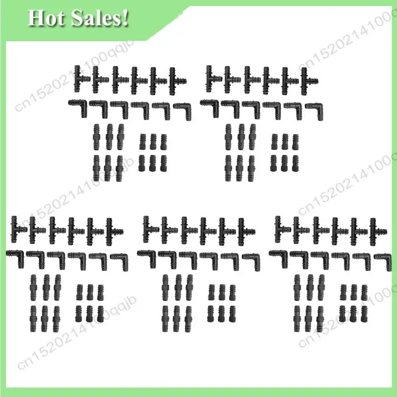 

-FDDT Irrigation Fittings Kit For Drip Tubing -30 Tees, 30 Couplings, 30 Ends,30 Elbows 16Mm Compatible Drip Sprinkler Systems