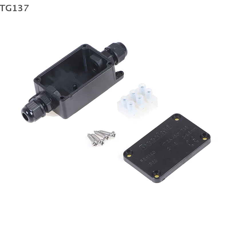 2Way Black 2Way IP66 Cable Connector Junction Box With Terminal 450V Outdoor Waterproof
