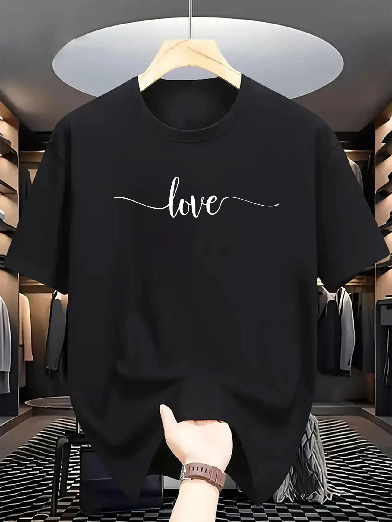 

Новая мужская футболка из 100% хлопка с коротким рукавом и принтом-надписью, повседневная, дышащая, для активного отдыха и фитнеса, лето 2025