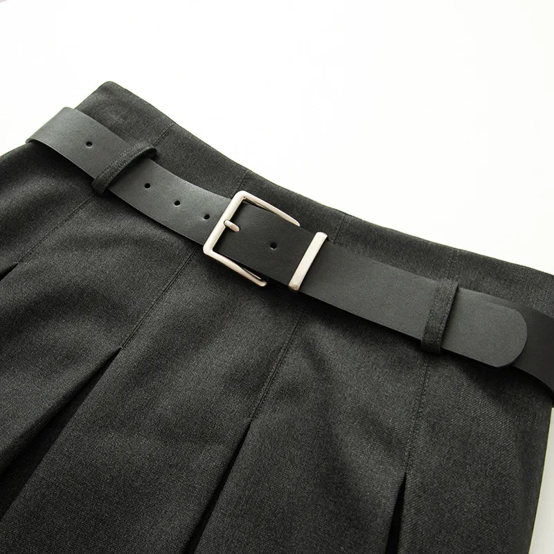 Autumn Women's Casual Versatile Fashion Grey Pleated Skirt Skirt Women's 46b-353044