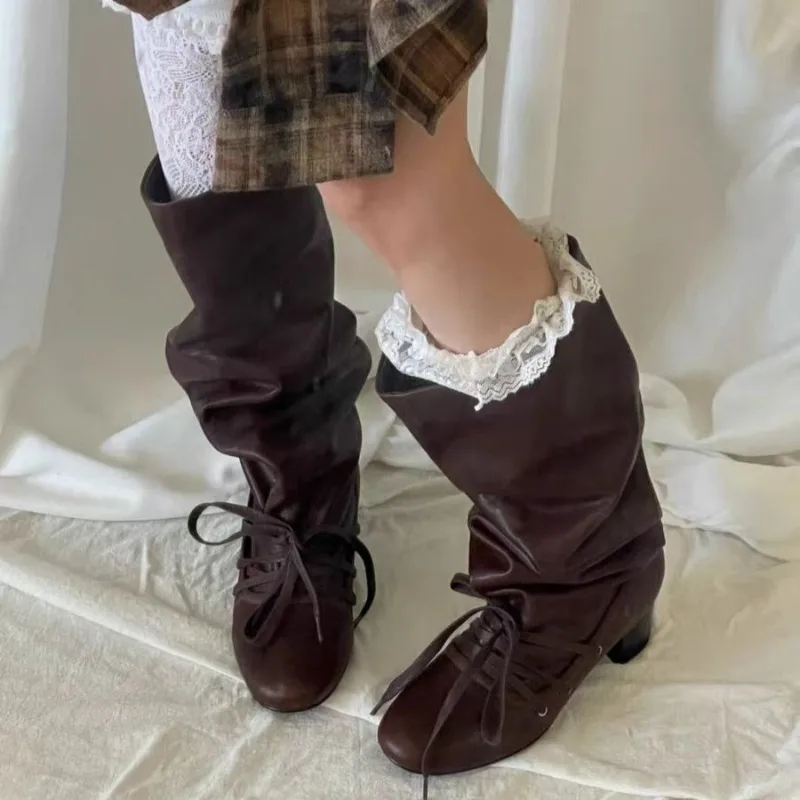 

2026 new Designer Knee High Women Boots Chunky Fashion High Heels Shoes Winter New Gladiator Woman Goth Chelsea Long Botas Mujer