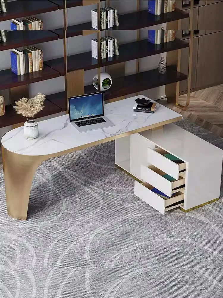 

Light Luxury Stone Plate Desk Home Workbench Simple Desk Desktop Computer Table and Chair Combination