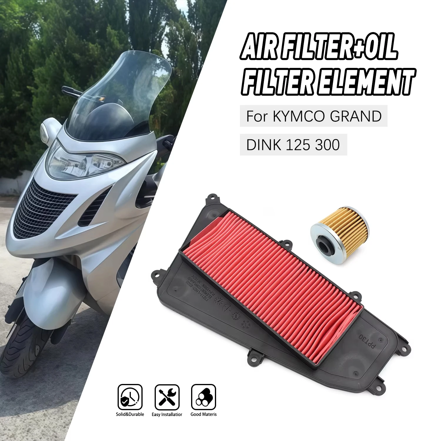 

Motorcycle Air Filter Oil Filter Cleaner Intake Cleaner Part For KYMCO GRAND DINK 125 300 G-DINK125 G-DINK300 G-DINK 125 300