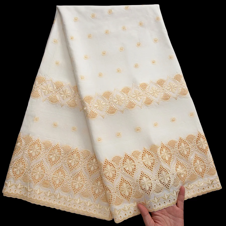 SJD LACE Swiss Voile African Embroidery Cotton Lace Fabric 2025 Latest Nigerian Stones Lace for Women DIY Dresses Cloth Sew 4254