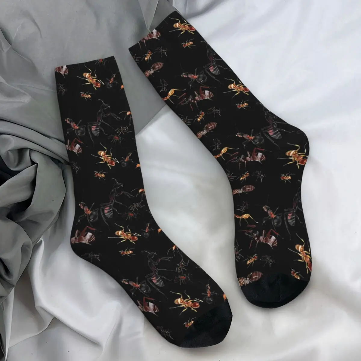 Insects Harajuku Stockings Men A Medley of Ants Socks Soft Breathable Retro Socks Spring Running Non Slip Custom Socks Gift