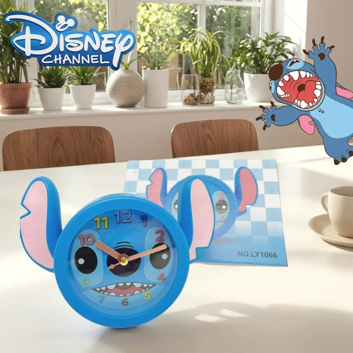 

Disney Stitch Alarm Clock Cartoon Figure Big Ears Gremlins Modeling Desktop Student Dormitory Check The Time Tools Children Gift