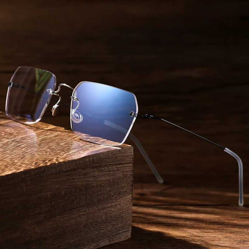 

Summer Frameless New Men's Glasses Made Titanium Alloy with High-end Feel Retro and Light Luxury Frame for Women and Men