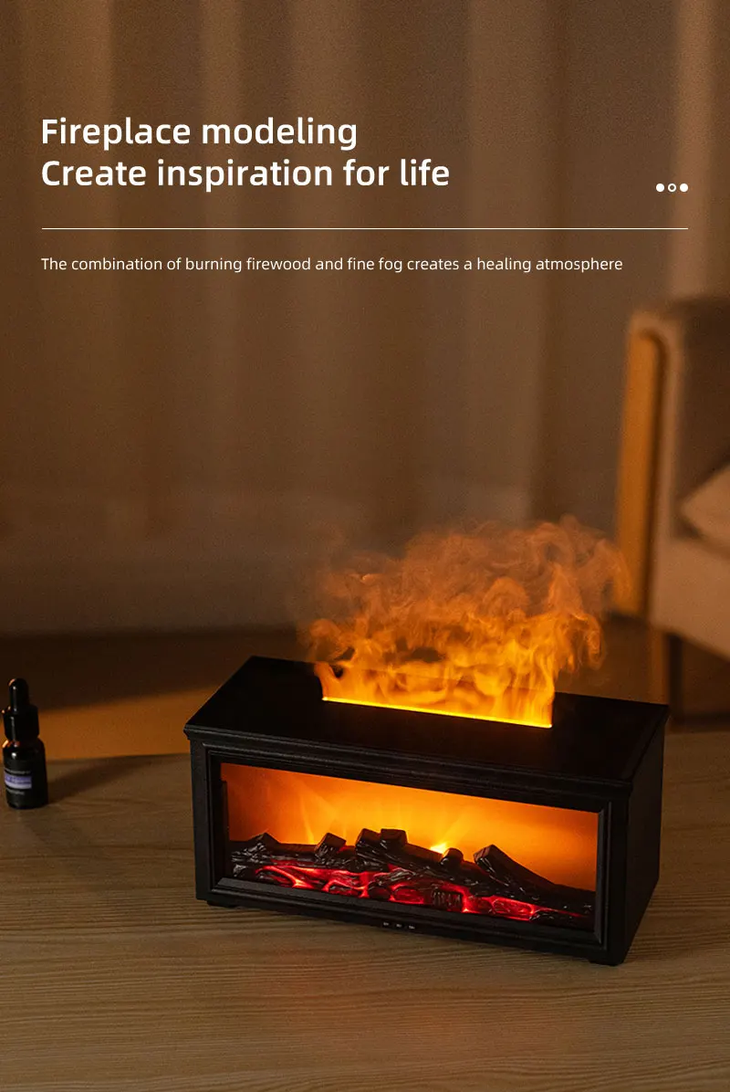 7 Colors of Essential Oil Fireplace Diffuser Mini Flame Aromatherapy Fireplace Humidifier Aromatherapy Oil Diffuser