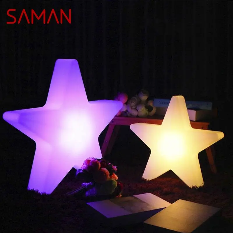 

SAMAN Modern Solar White Landscape Lamp Creative Stars Pattern Waterproof IP65 Decor Led 16 Colors Atmosphere Night Light
