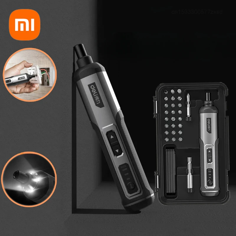 New Xiaomi Deli 3-Speed Large Torque Cordless Electric Screwdriver 2000mAh Battery Drill 4V Power Tool Set Home Power Tools Kit