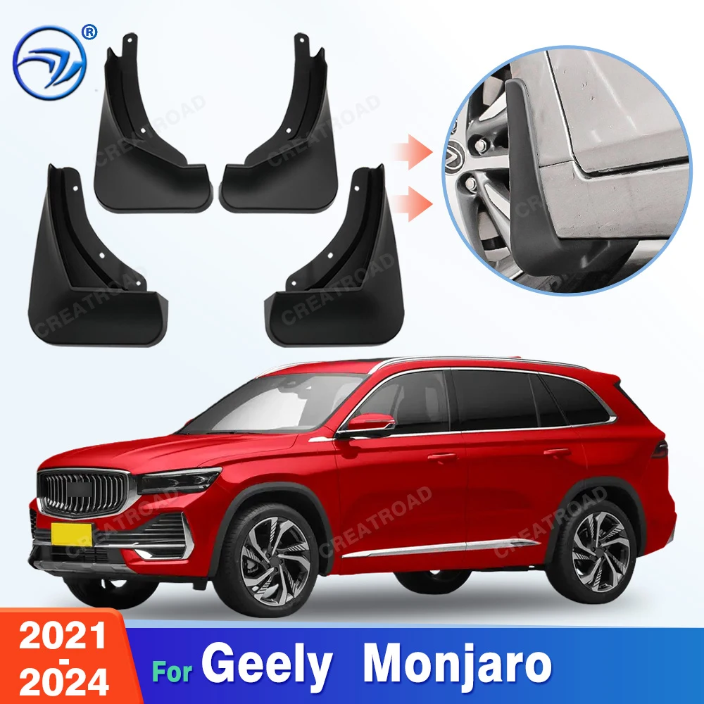 4Pcs Durable ABS Mud Flaps For 2021-2023 2022 Geely Monjaro Car Mud Flaps Fender Guards Easy Install Auto Accessories
