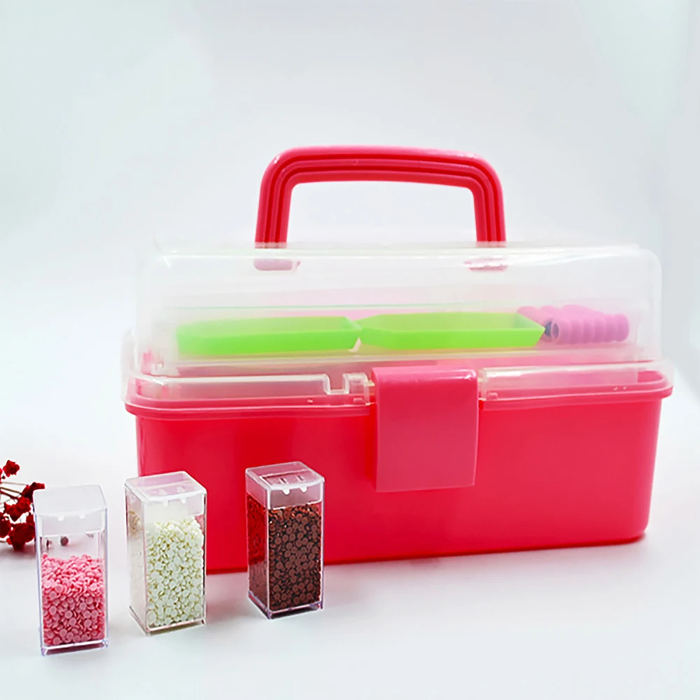 Lunch Box Diamond Painting Storage Containers Pink Toolbox Material Plastic Organizer Drawer Beads Sale Accessories Organization