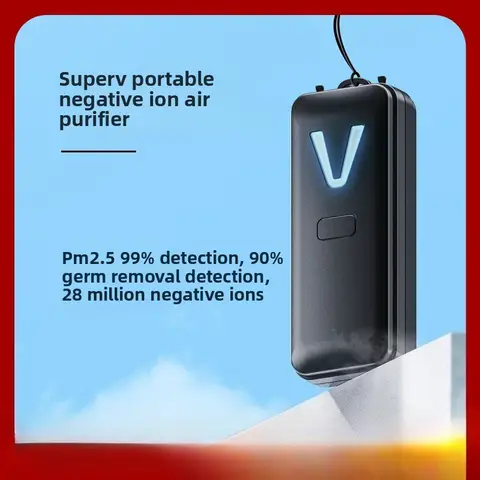 Mini purificatore d'aria a ioni negativi al collo Rimozione della polvere portatile per rimuovere allergeni di fumo di seconda mano