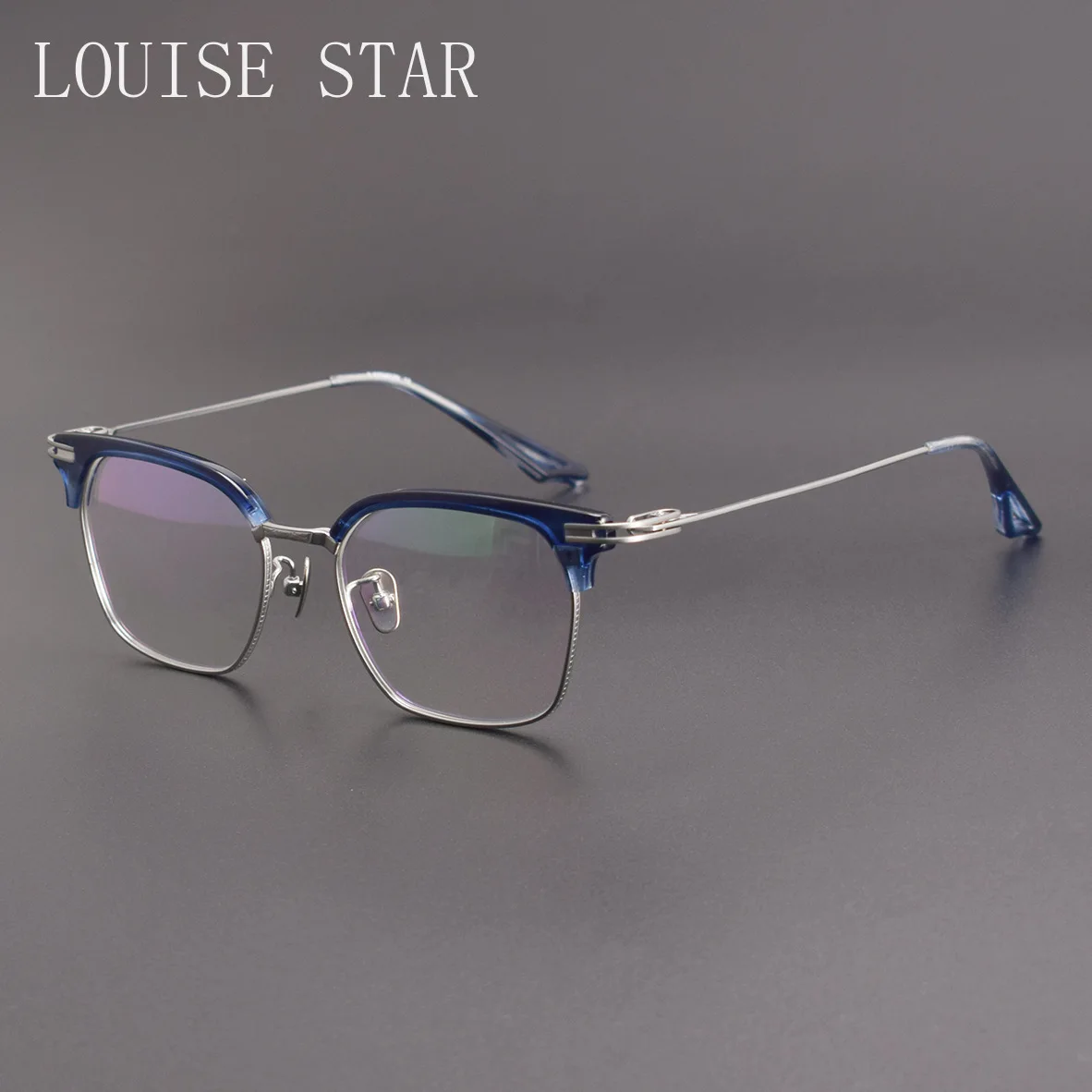 Eyebrow Frame, Pure Titanium Glasses, Anti Blue Light, Myopia, Retro Board Glasses Frame, Men's and Women's Glasses Frame