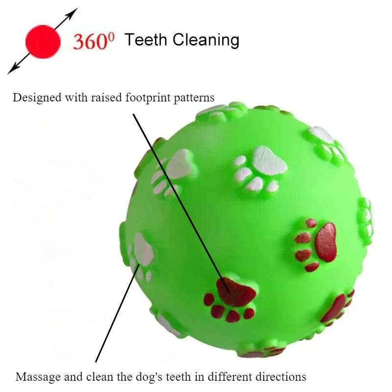 Funny Pet Dog Foot Print Ball Toy Colorful Sound Squeaky Toys for Dogs Cats Soft Rubber Chew Sound Interactive Ball Toys