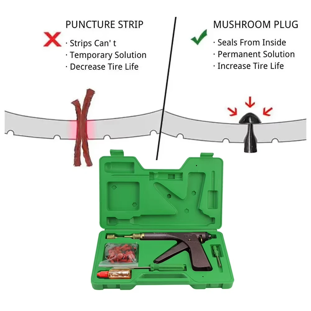 タイヤ修理 Rapidplug キットキノコプラグ付き耐摩耗性タイヤメンテナンスツール SUV 自動車バイク車のタイヤブロック空気漏れ