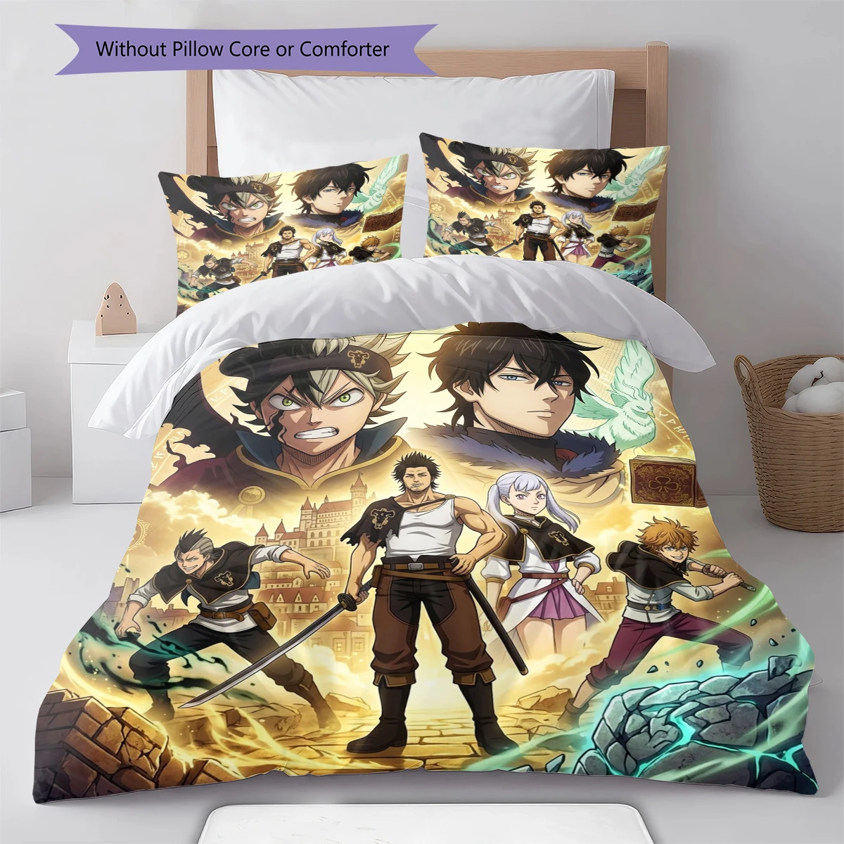 Black Clover Comfortable Soft Duvet Cover, Kids Bedding Set Gift, Extra Large  Different Sizes -HE67