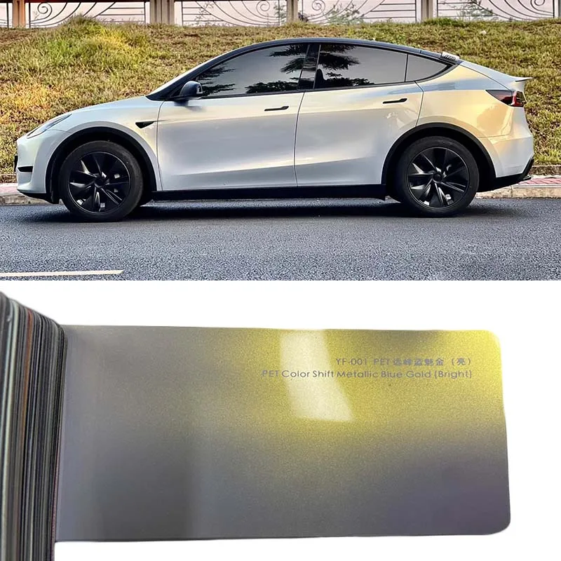

Color Shift Metallic Blue Gold 5ft*59ft Wrap Car Vinyl Anti Scratch Dry Stick Car Wraps Air Release Car Films