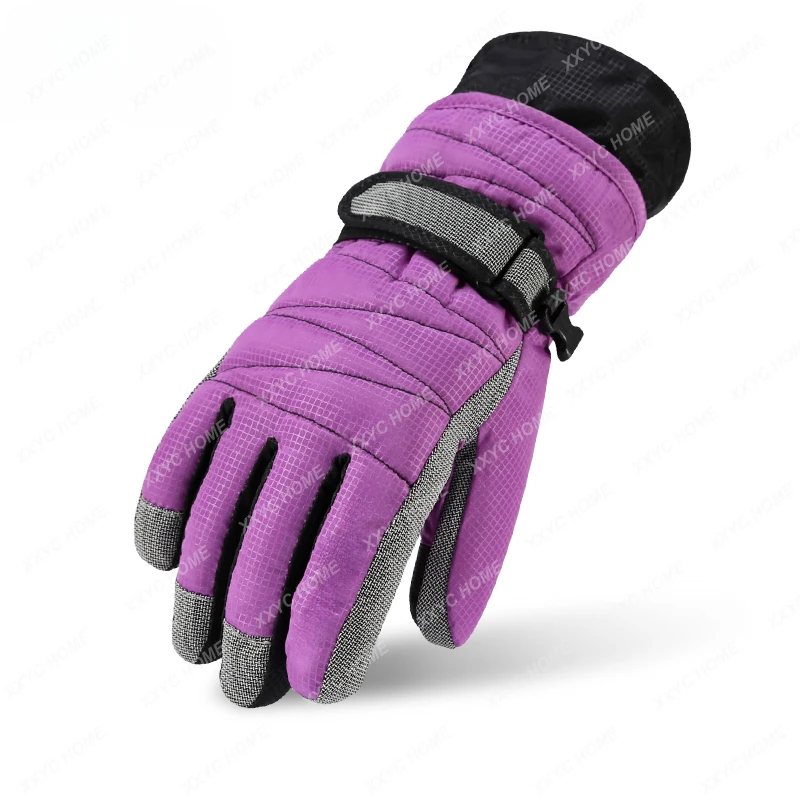 Ski Gloves Winter Thickened Cold Protection Cycling Waterproof Windproof Warm with Velvet Cotton Gloves